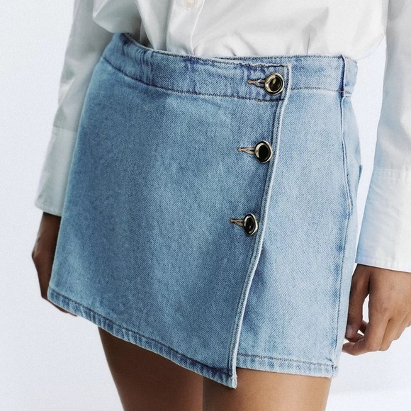 Zara Womens Denim Wrap Skort- Size 28 - Picture 1 of 10